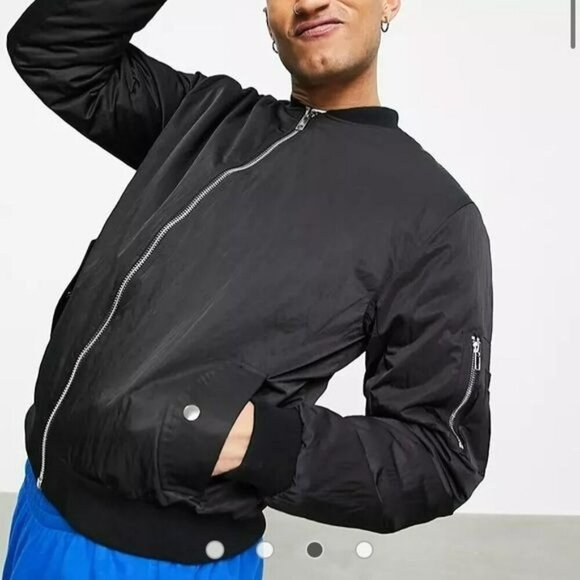 ASOS mens heavyweight padded bomber jacket in black with MA1 pocket - XL NWOTs - Picture 1 of 11